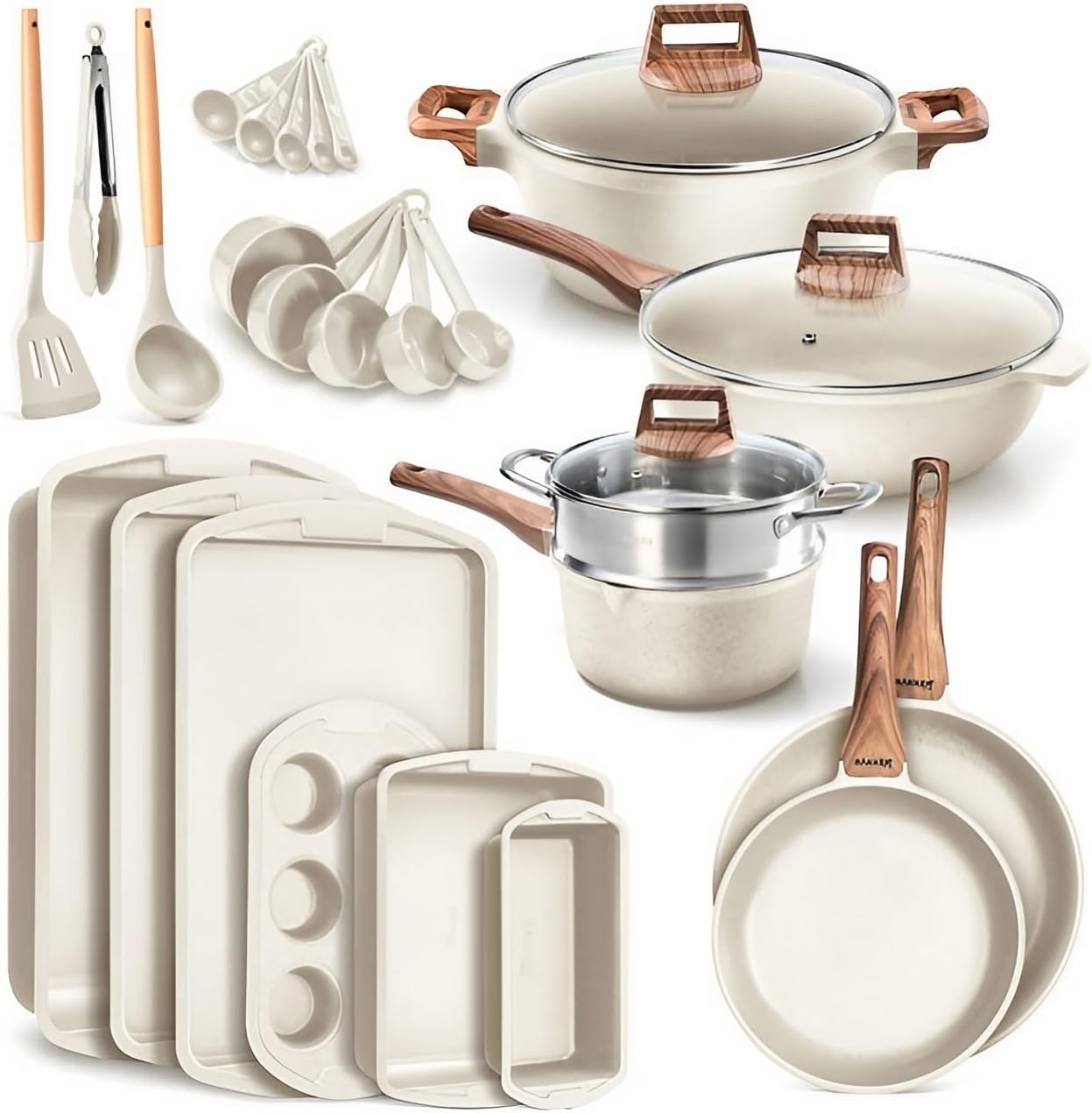 Bakken-Swiss 20-Piece Kitchen Cookware Set – Granite Non-Stick – Eco-Friendly –
