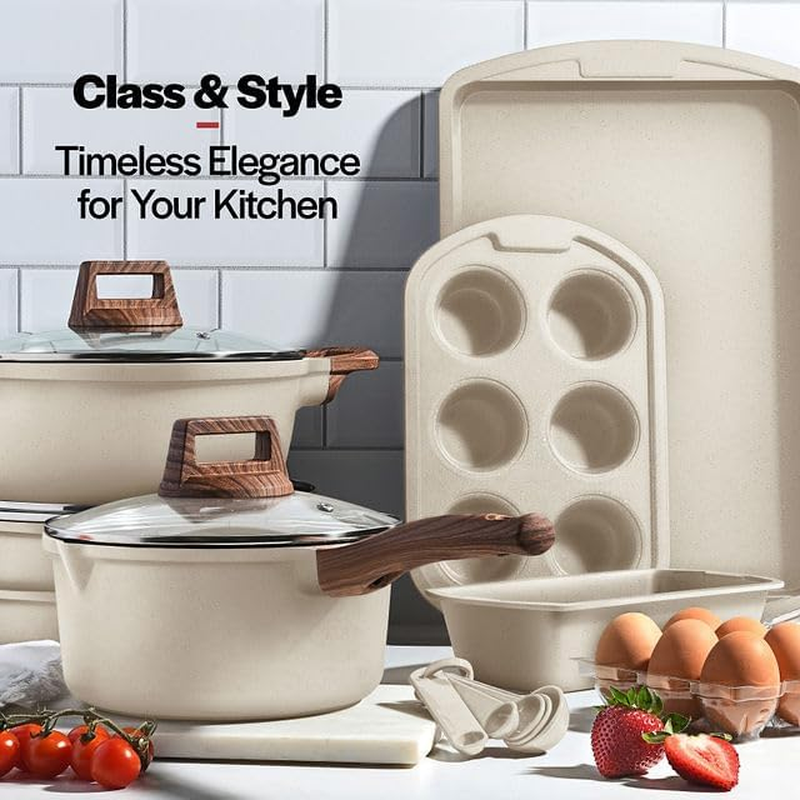 Bakken-Swiss 20-Piece Kitchen Cookware Set – Granite Non-Stick – Eco-Friendly –